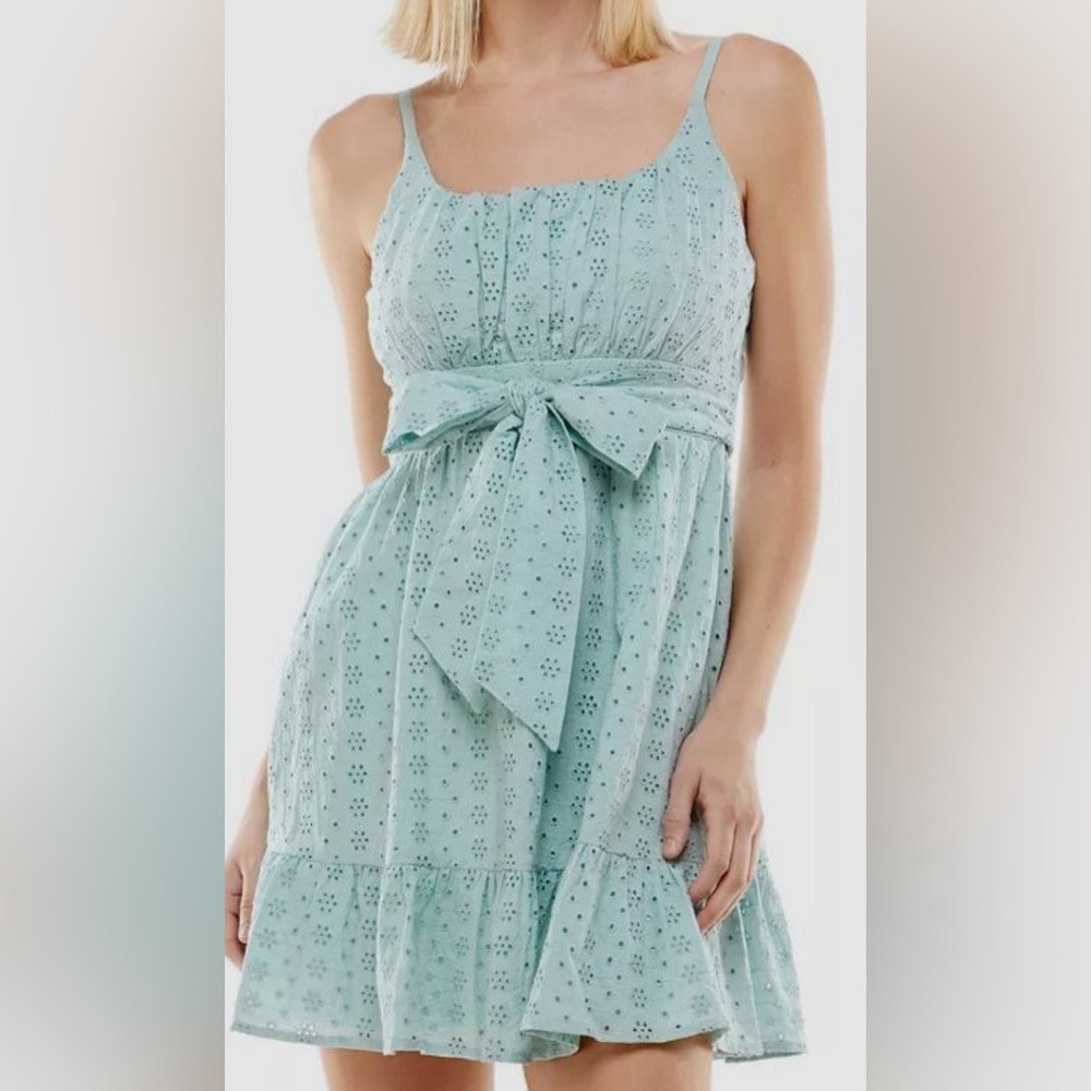 NWT Speechless Sweet Eyelet Mint Green Belted Dress - Size 5 (Juniors)